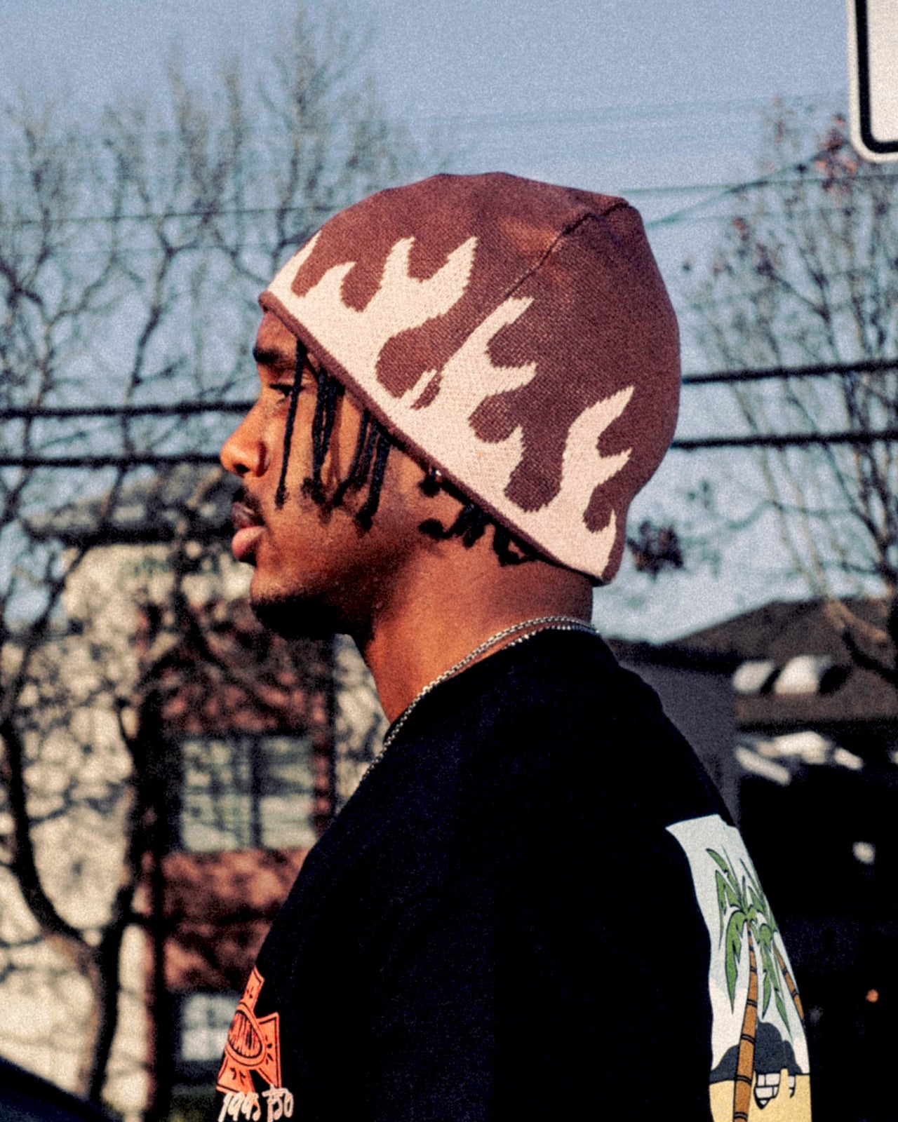 Moto Punk Beanie Brown