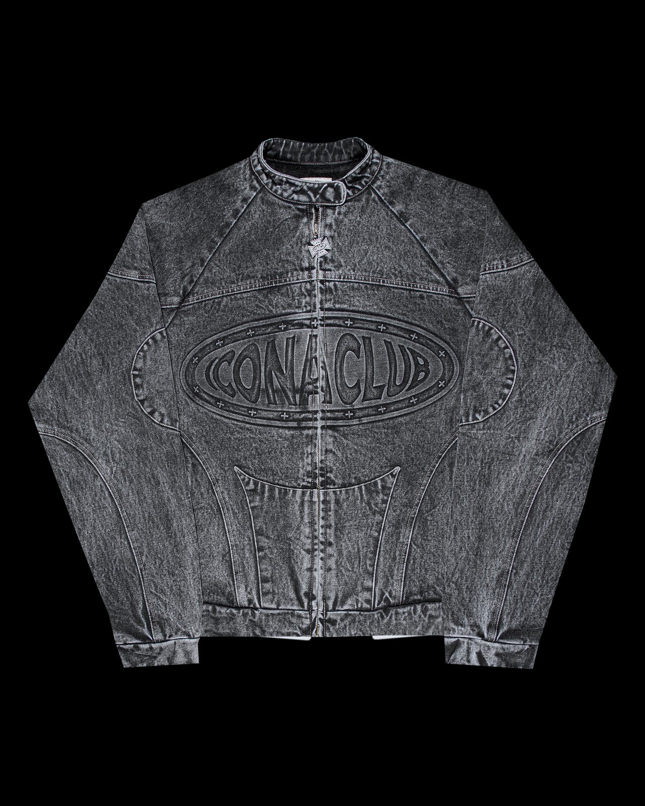 Washed Denim Moto Jacket