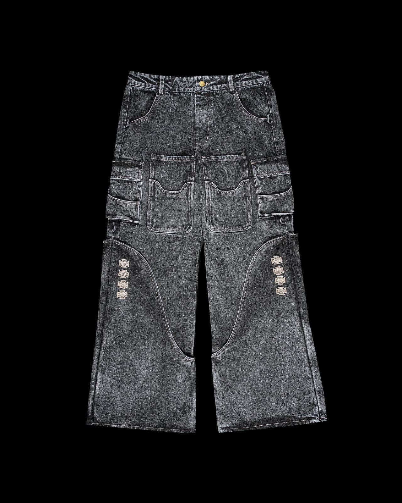 Washed Denim Utility Pants