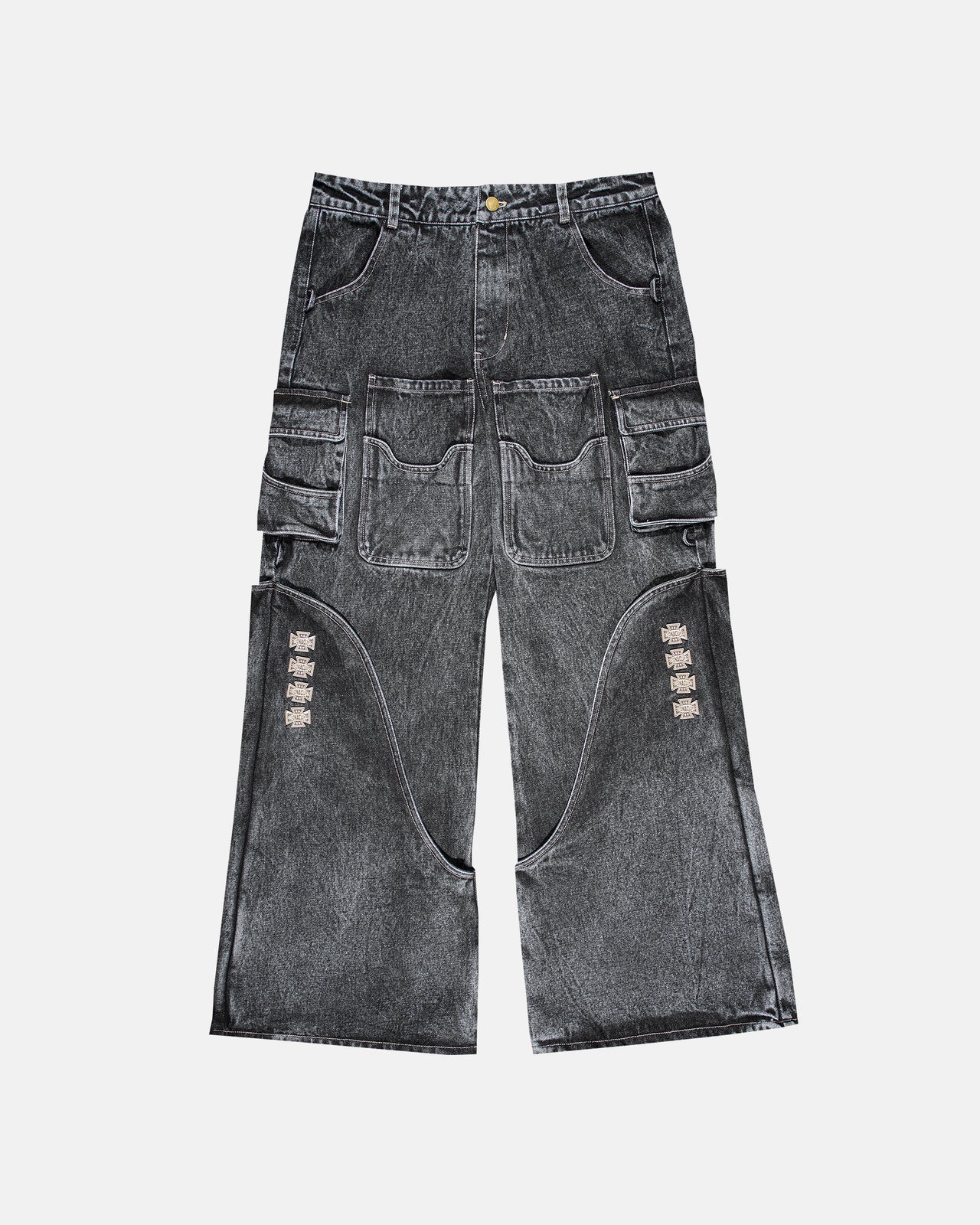 Washed Denim Utility Pants