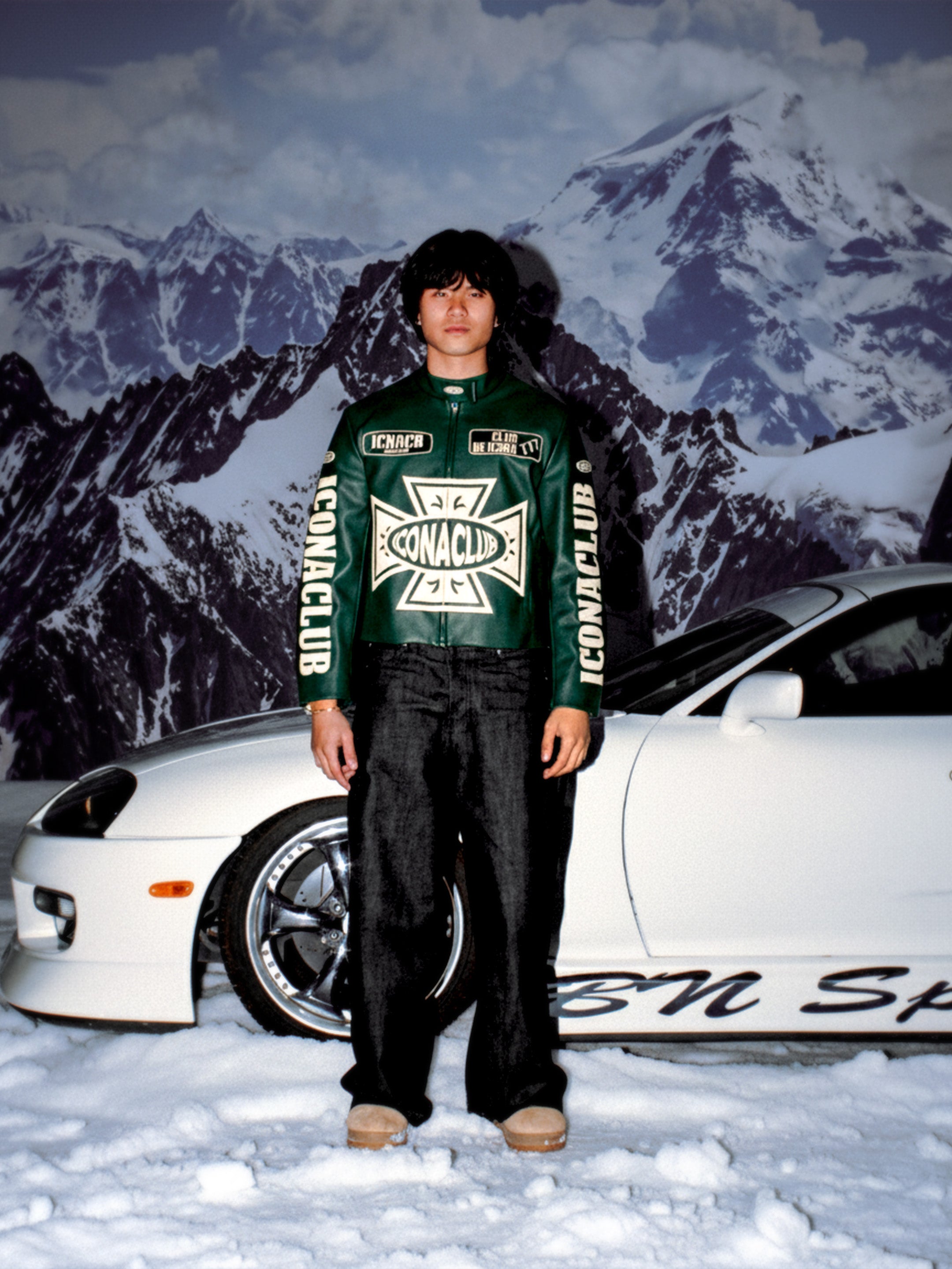 Iconaclub Leather Jacket Aston Green