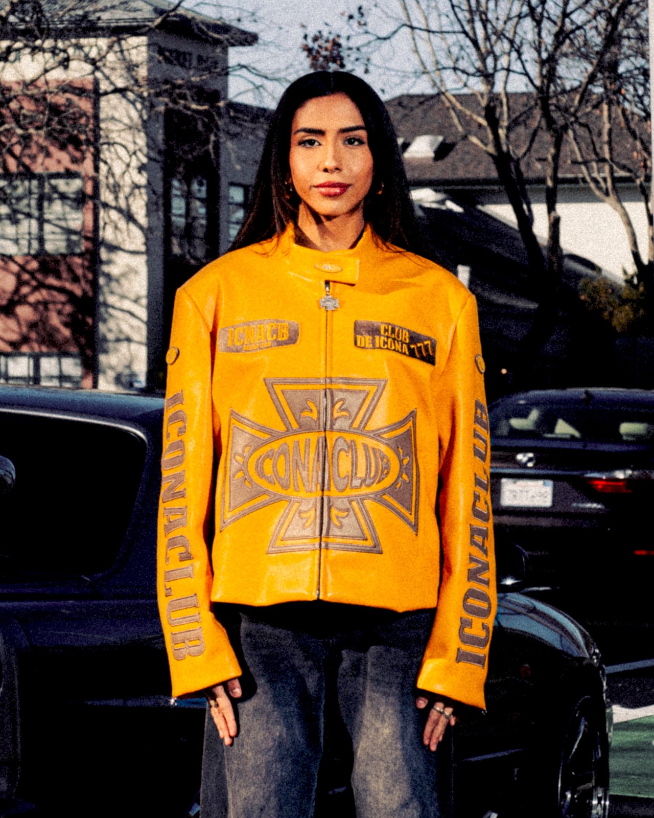 Iconaclub Leather Jacket Signal Yellow